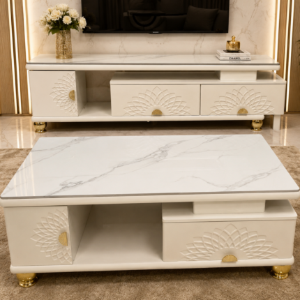 Marble TV Stand and Coffee Table