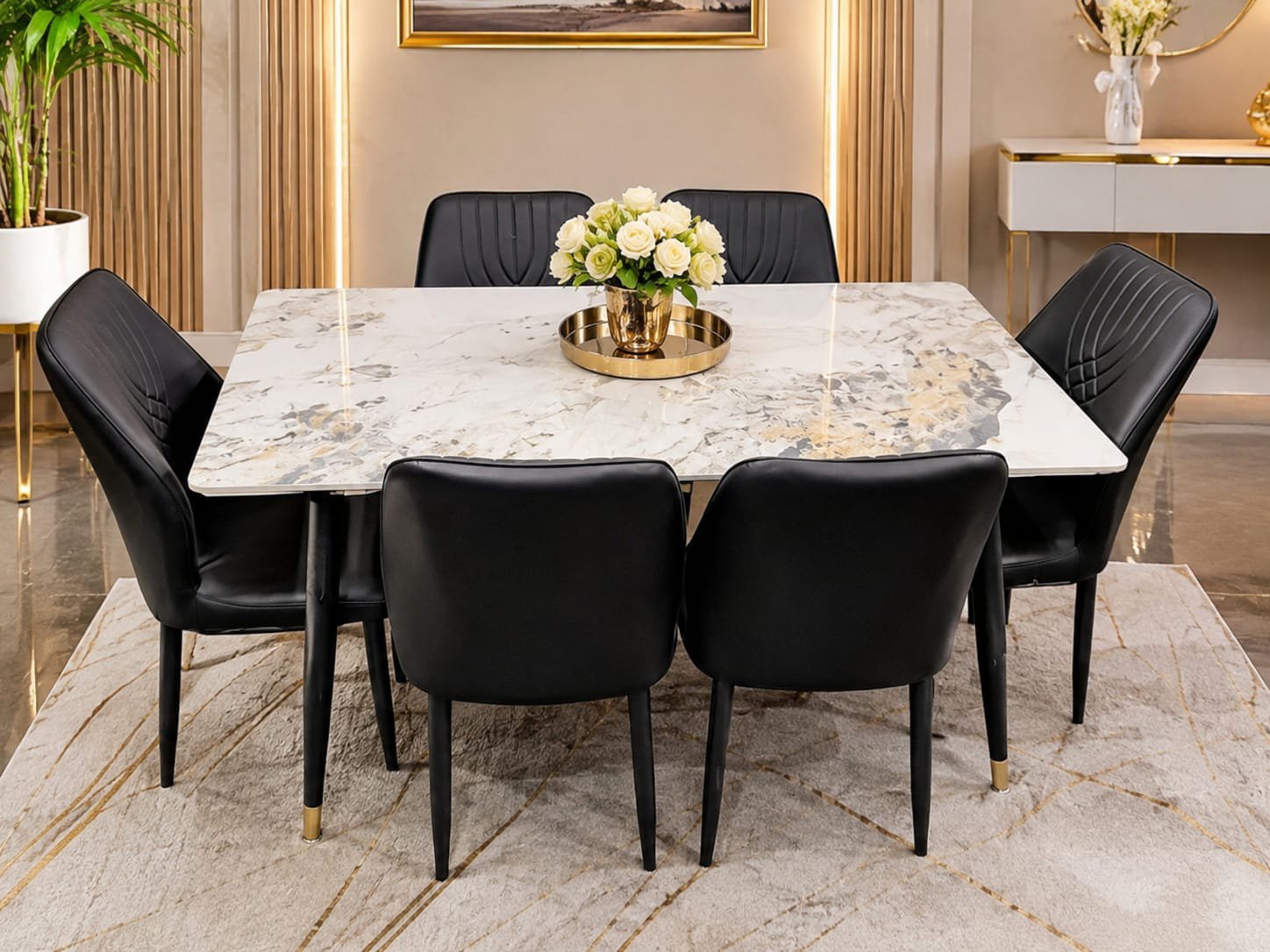 2026/05/1000214461-1.jpg Marble Top Dining Table Set - Image 1