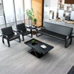 Five-seater Black Executive Visitors Waiting Sofa