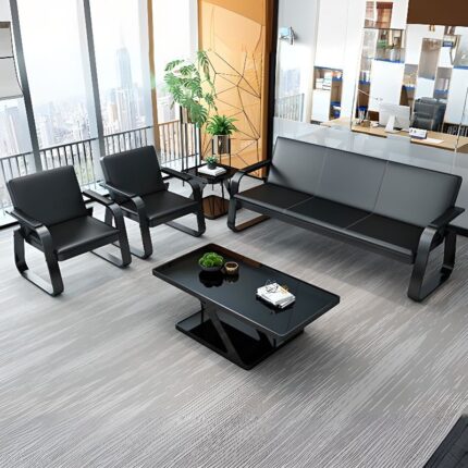 Five-seater Black Executive Visitors Waiting Sofa