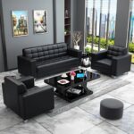 Five-seater Black Executive Visitors Waiting Sofa